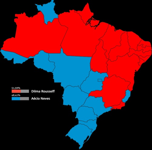 Mapa do resultado da eleiÃ§Ã£o por estados